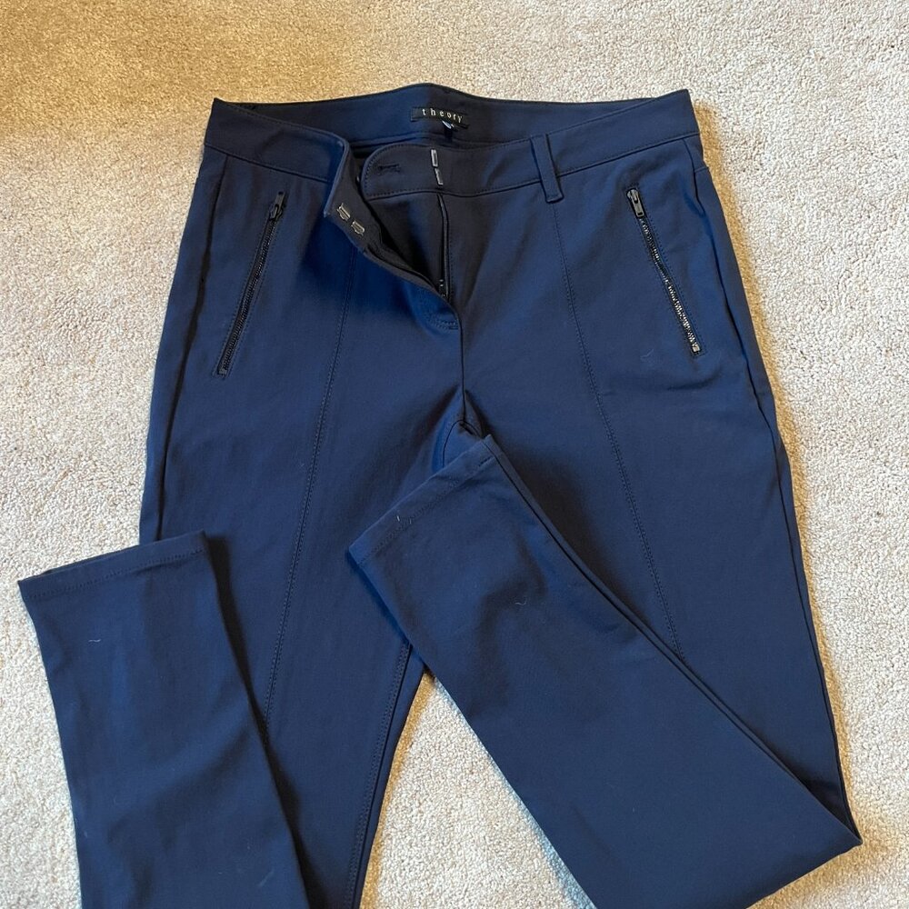 Theory Navy Skinny Pants (Jean-Like Feel) (Size 10 - runs small) (like new)